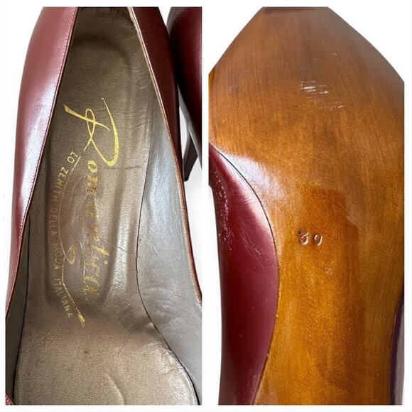 Vintage Pointed Toe  Pumps in Pearlized leather, Rust, Size 39EU - Picture 14 of 16